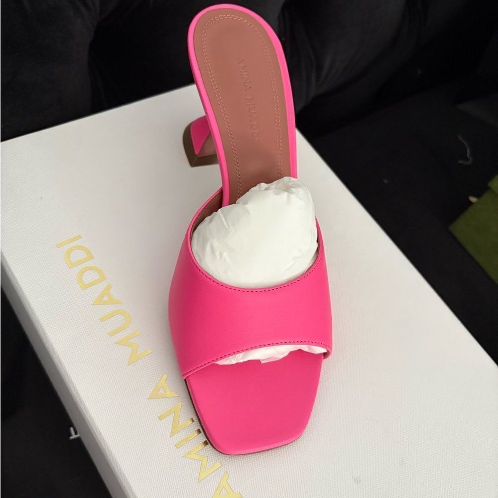 Brand new Amina Muaddi Pink Women's Slide Sandals size 6.5